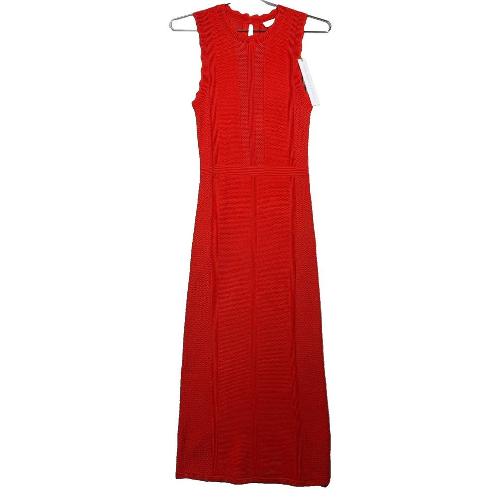 House‎ Of Harlow 1960 Dress Women XS Orange Knit Body Con Textured